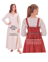 FIONA WOOL Blue - Medieval Viking Wool Apron Dress